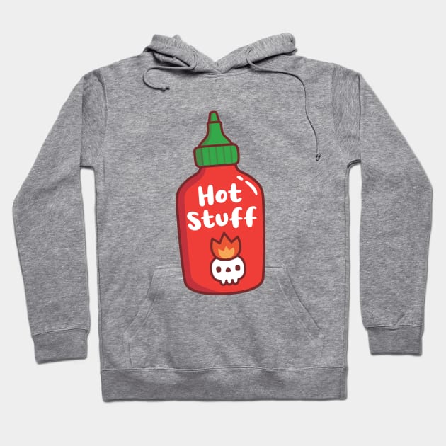 Hot Stuff Skull On Fire Spicy Chili Sauce Bottle Hoodie by rustydoodle